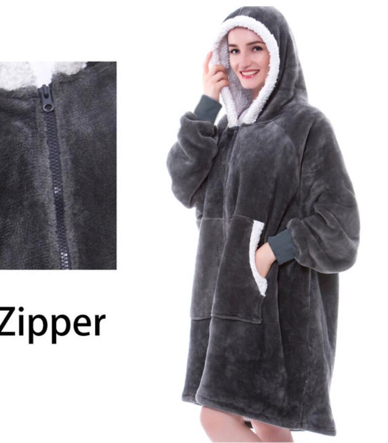 Men And Women Can Wear Zipper Flannel Lazy Blanket Limorista
