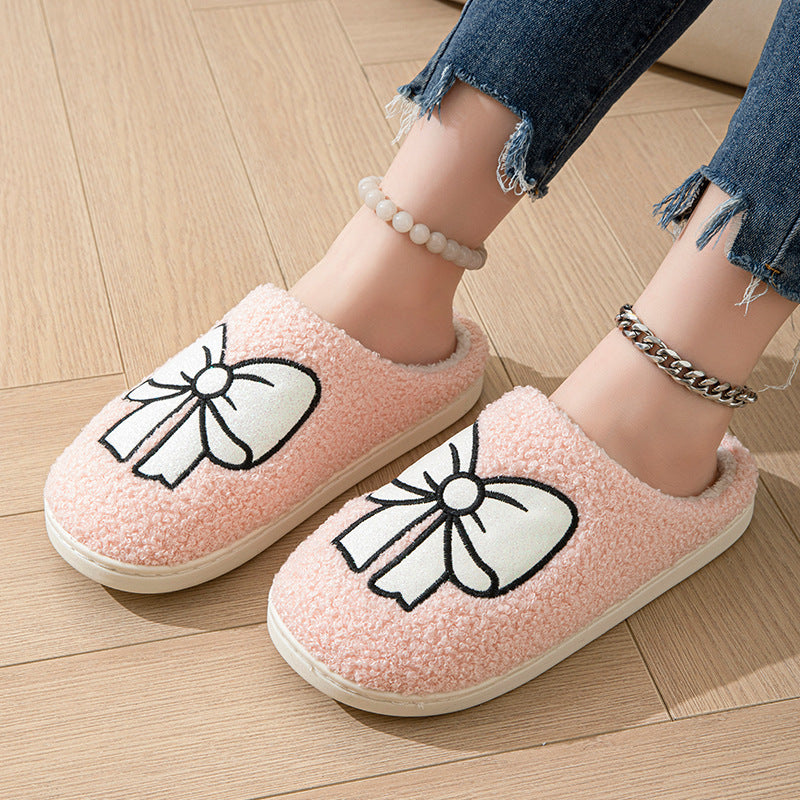 Indoor Non-slip Warm Bow Cotton Slippers Limorista