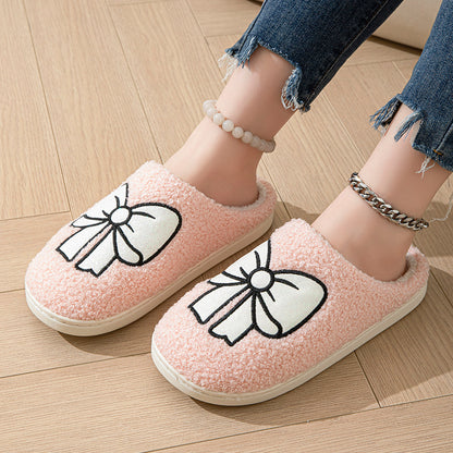 Indoor Non-slip Warm Bow Cotton Slippers Limorista