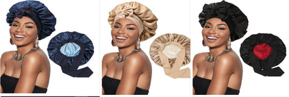 Double-layer Satin Ribbon Round Cap Bow Artificial Silk Beauty Hair Care Wide-brimmed Hat Limorista