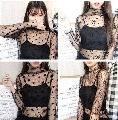 Sheer lace bottoming shirt Limorista