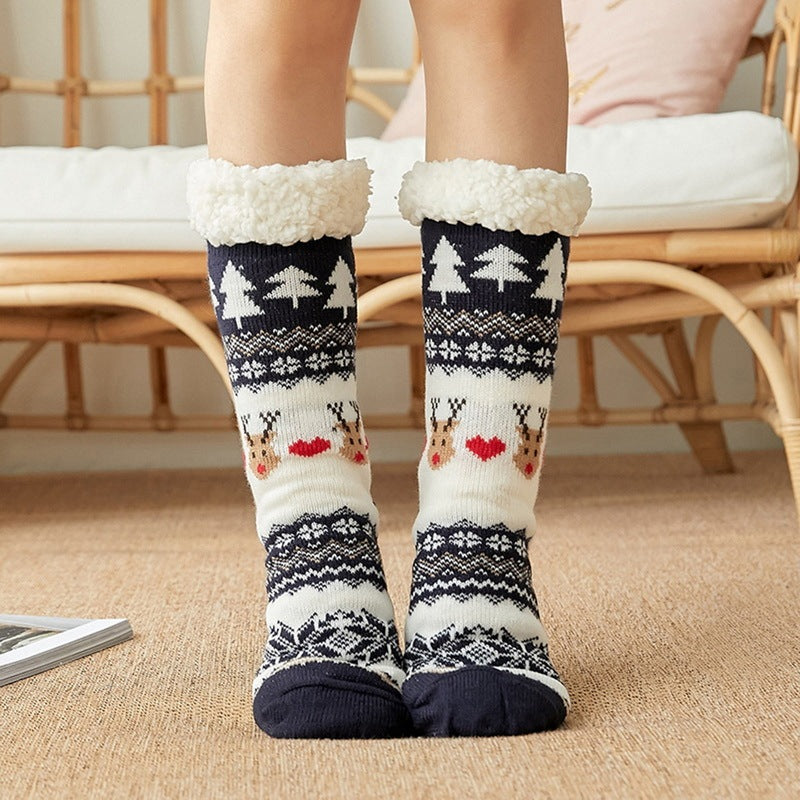 Thicken warm high tube plus velvet floor socks Limorista