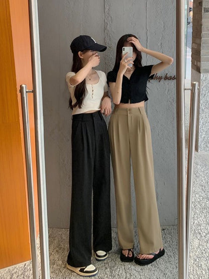 New High Waist Drooping Straight Pear Shapes Pants Limorista