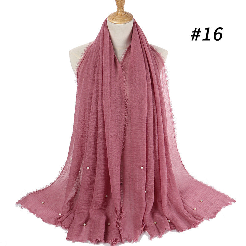 Cotton and linen crumpled monochrome scarf Limorista
