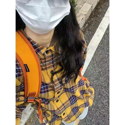 Fashionable Blue Plaid Shirt For Women Limorista