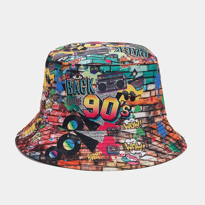 Graffiti Double-sided Bucket Hat Female Party Hip Hop Bucket Hat Limorista