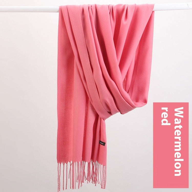 Pure Color Warm Keeping Scarf All-match Cashmere Shawl Limorista
