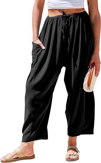 High Waist Wide Leg Loose Harem Cotton And Linen Trousers Limorista