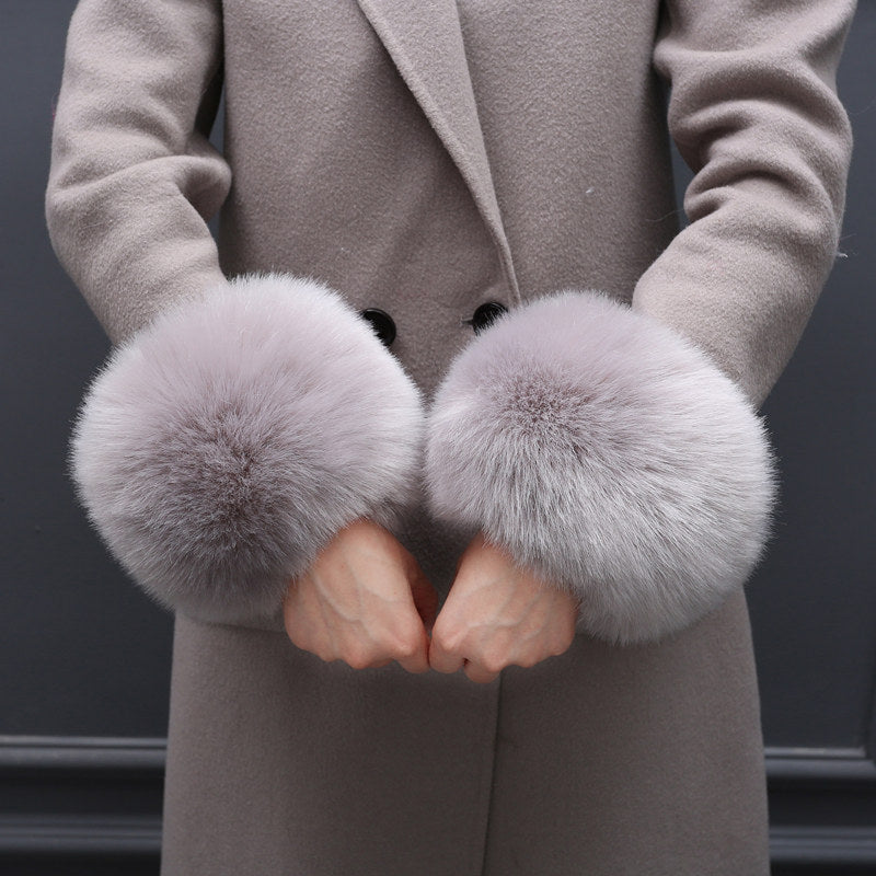 Faux Fur Fox Cuffs Plush Down Jacket  Big Artificial Hand Cuffs Limorista