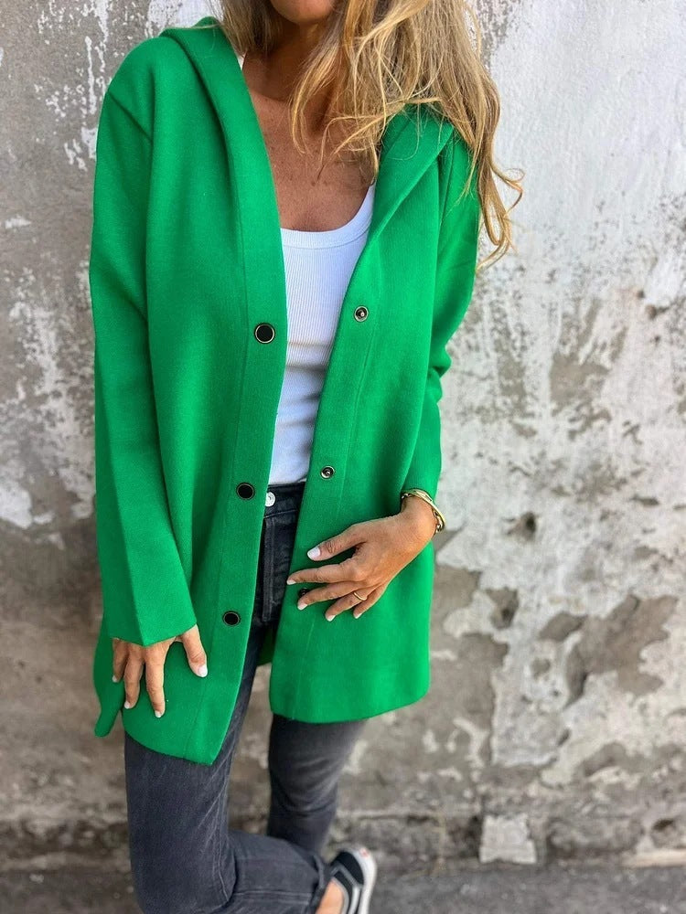 Casual Hooded Single-Breasted Cardigan Fashion Loose Solid Color Jacket Spring And Autumn Women&