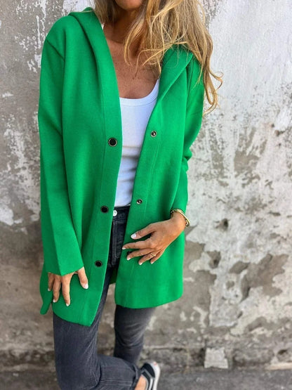 Casual Hooded Single-Breasted Cardigan Fashion Loose Solid Color Jacket Spring And Autumn Women&