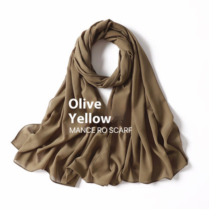 Pure Color Pearl Chiffon Scarf Headcloth Veil Chiffon Scarf Limorista