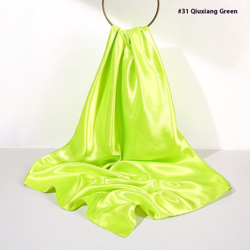 Pure Color Silk Scarf Artificial Silk 90cm Shiny Satin Shawl Limorista