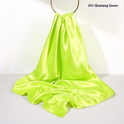Pure Color Silk Scarf Artificial Silk 90cm Shiny Satin Shawl Limorista