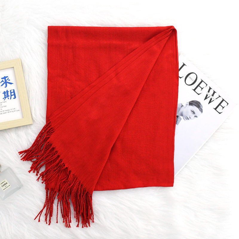 Annual Meeting Warm Cashmere Tassel Scarf Limorista