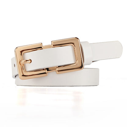Retro Ladies Cowhide Leather Pin Buckle Belt Thin Simple Wild Belt Women Decoration Green Wholesale Limorista