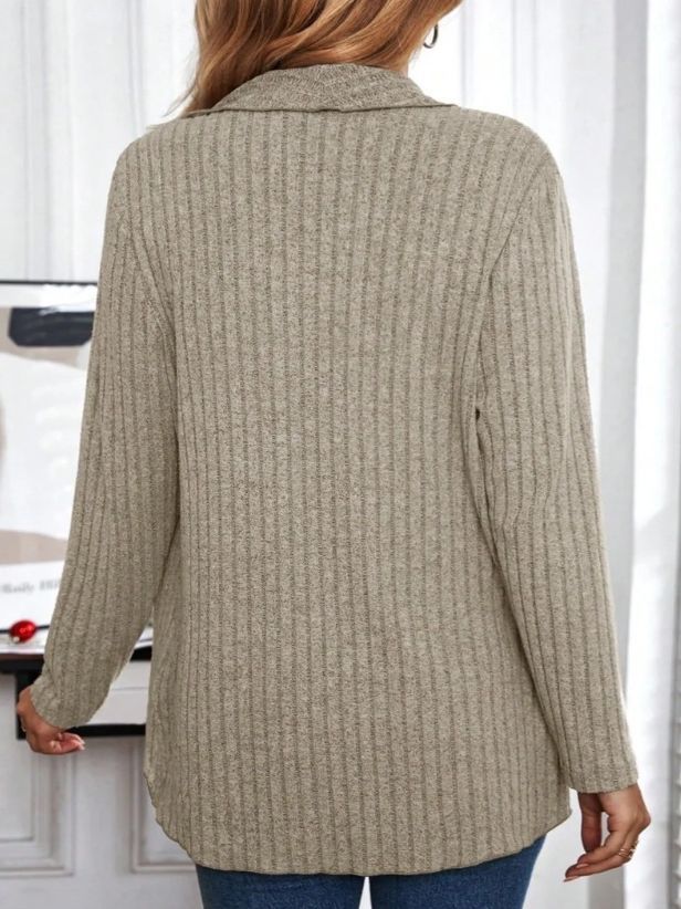 New Autumn And Winter Long-sleeved Solid Color Loose Cardigan Top Women&