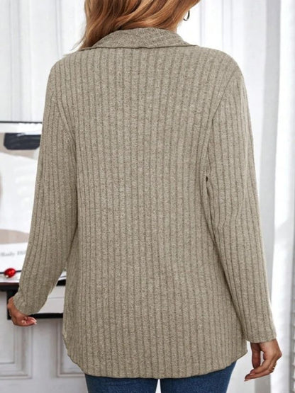 New Autumn And Winter Long-sleeved Solid Color Loose Cardigan Top Women&
