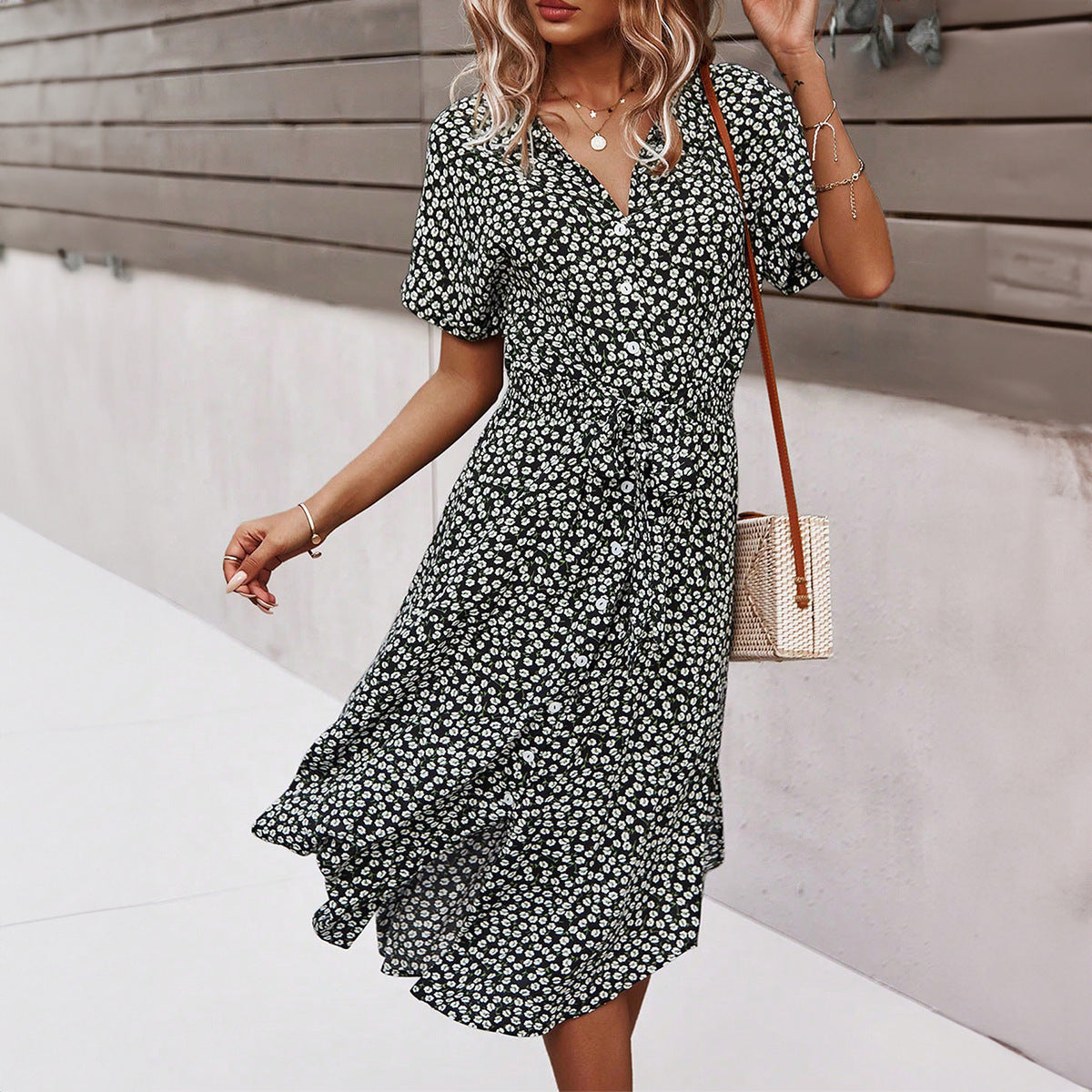 Floral Dress With Elegant Temperament And Long Skirt Limorista