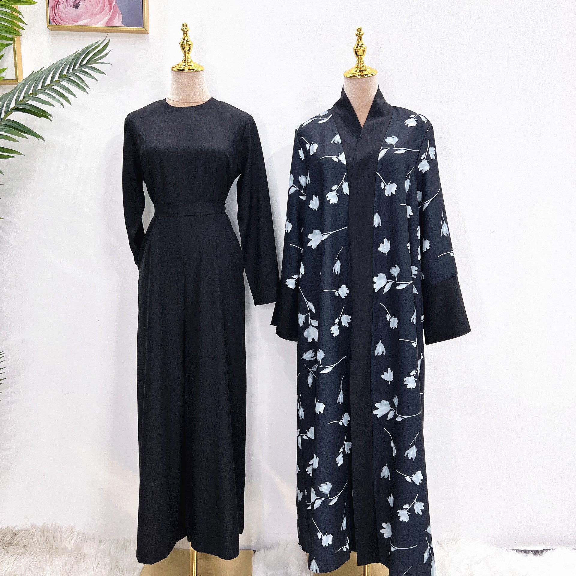 Middle East DUBAI Turkish Robe Solid Color Jumpsuit Limorista