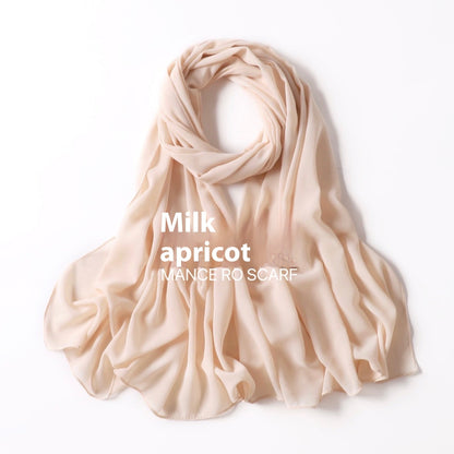 Pure Color Pearl Chiffon Scarf Headcloth Veil Chiffon Scarf Limorista