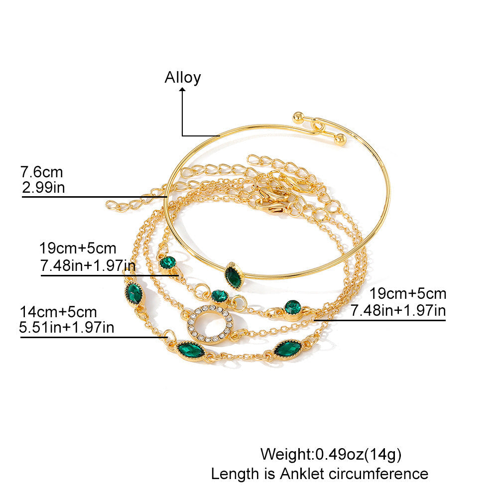 Diamond Bracelet Suit Rhinestone Chain Bracelet Four-piece Set For Women Limorista