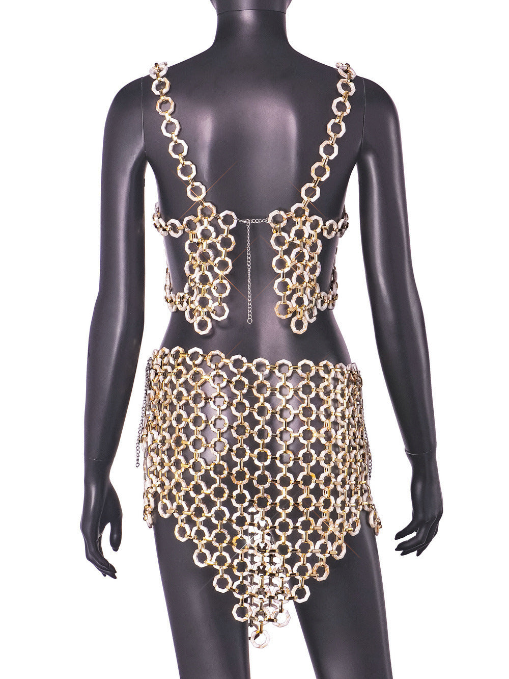 Slim-fit Backless Acrylic Overall Dress Set Women Limorista