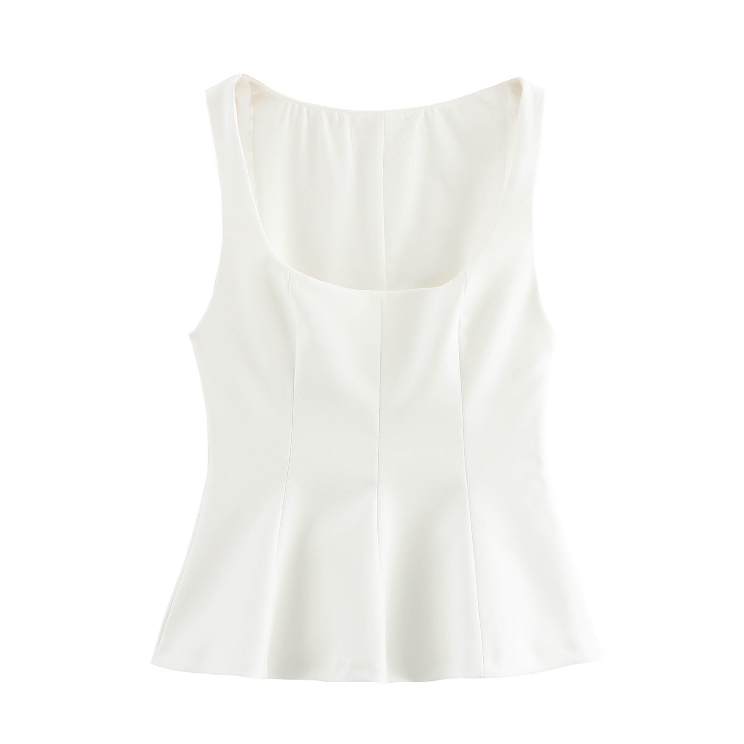 Pleated Slim-fit Square Collar Sleeveless Small Top Limorista