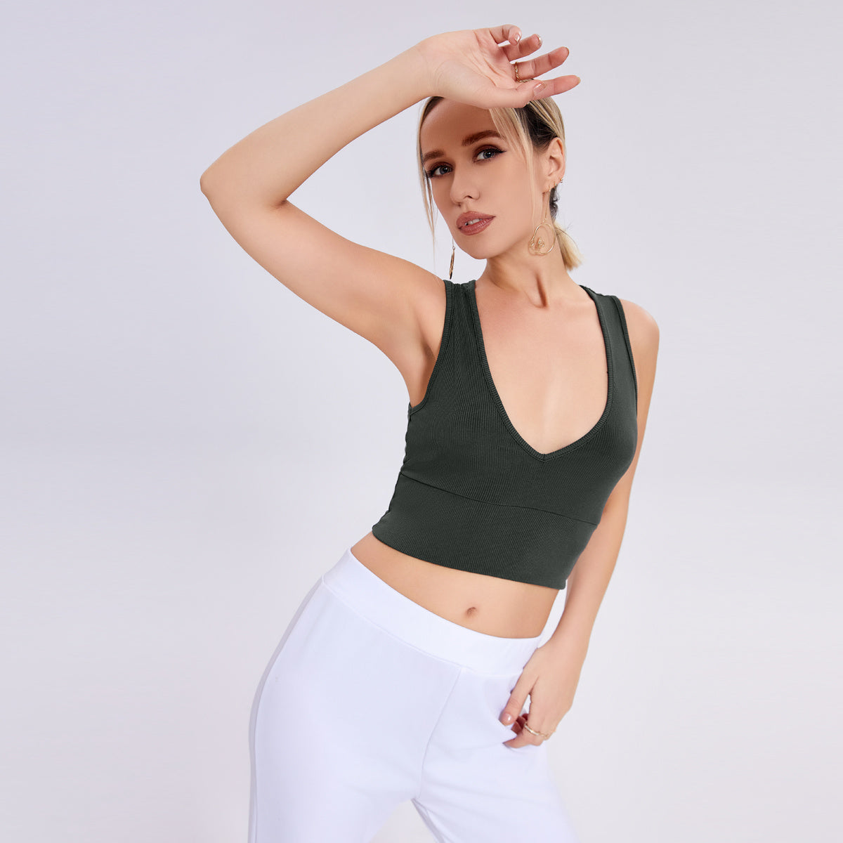 Cool Summer Fashionable And Sexy Deep V -neck Camisole Exposed Navel Suspender Vest Limorista