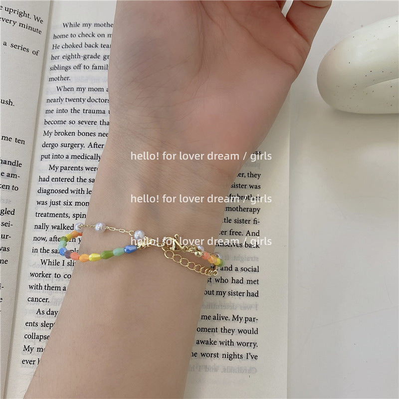 New Color Crystal String Beads Double Layer Twin Bracelet Limorista