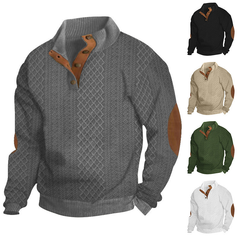 Stand Collar Long Sleeve Jacquard Knitted Pullover Sweater Limorista