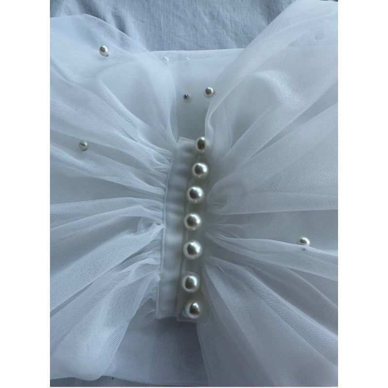Bridal Wedding Pearl Mesh Thin Cape Limorista