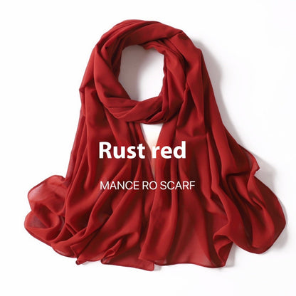 Pure Color Pearl Chiffon Scarf Headcloth Veil Chiffon Scarf Limorista
