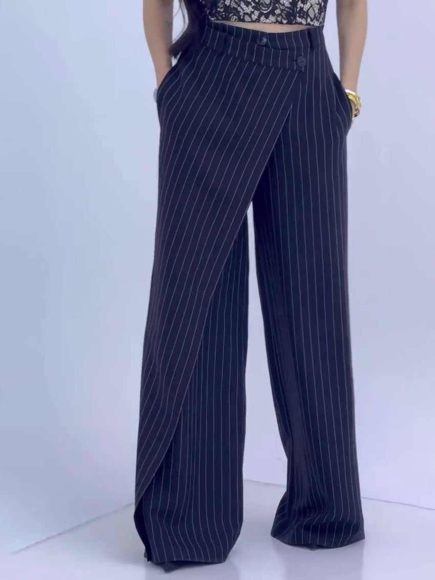 High-waisted Striped Wide-leg Pants Limorista