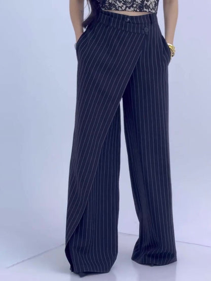 High-waisted Striped Wide-leg Pants Limorista