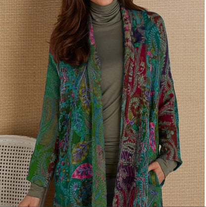 Explosive European And American Spring New Printed Cardigan Shirt Jacket Women&