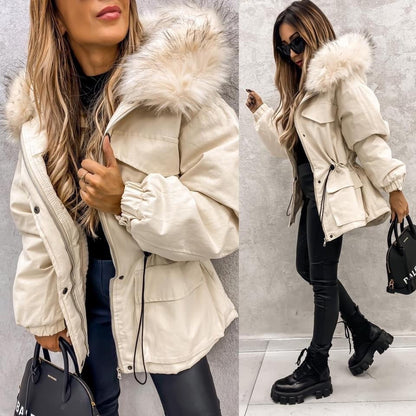 European And American Fur Collar Artificial Fur Parka Limorista