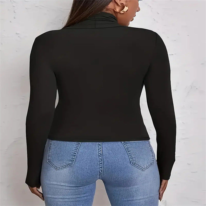 European And American Solid Color Turtleneck Casual Long-sleeved Top Limorista