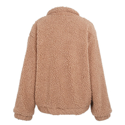 Faux lambswool oversized jacket coat Winter black warm hairly jacket Women autumn outerwear Limorista