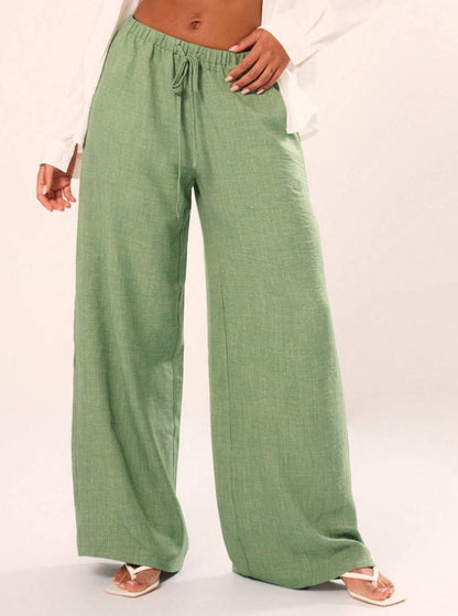 Holiday Textured Linen Feel Tie Waist Trouser Limorista