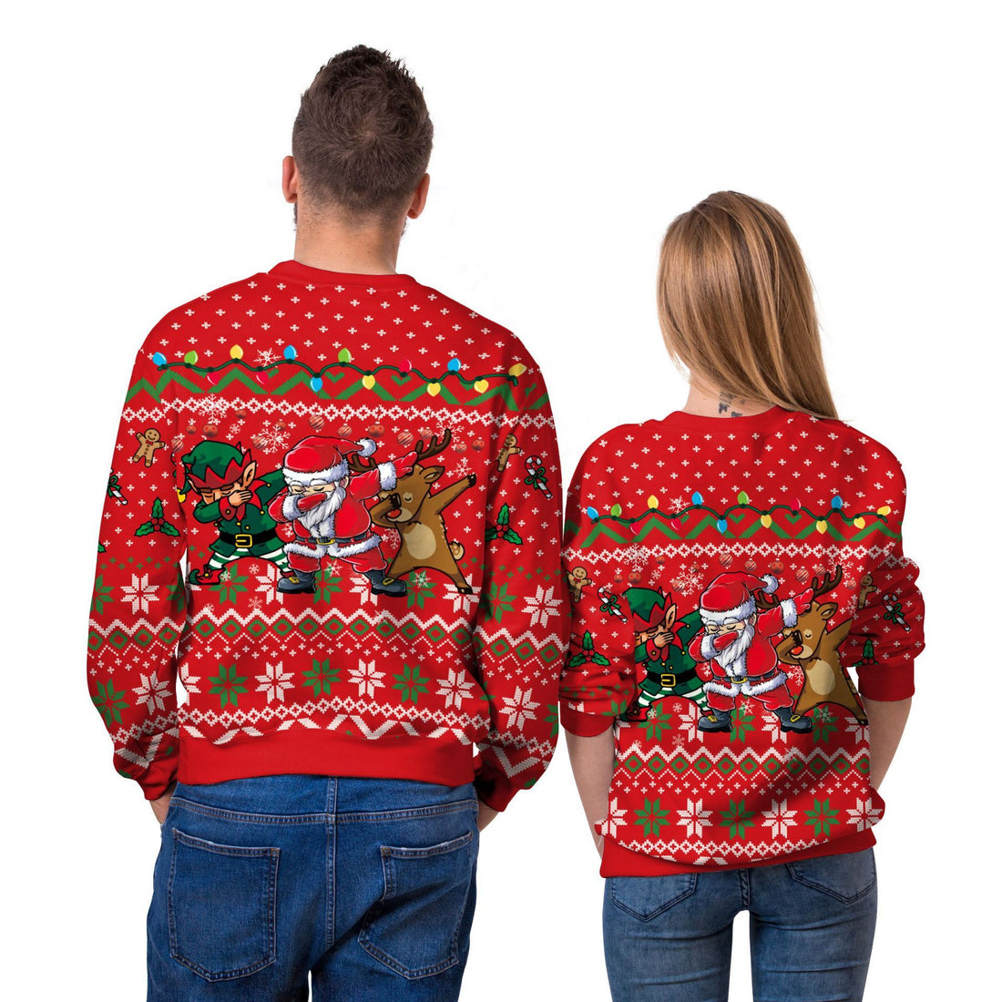 Men And Women Digital Printing Christmas Round Neck Sweater Tops Limorista