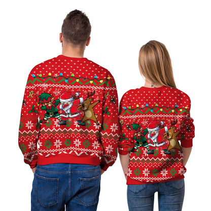 Men And Women Digital Printing Christmas Round Neck Sweater Tops Limorista