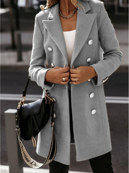 Long-sleeved Suit Collar Double-breasted Coat Coat Women Limorista