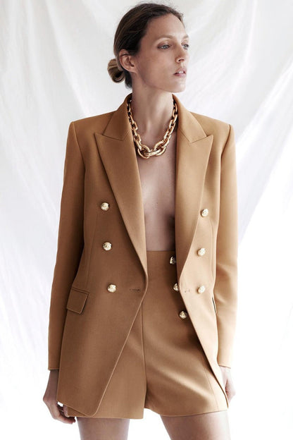 Simple Style Buttoned Casual Blazer Jacket Women Limorista