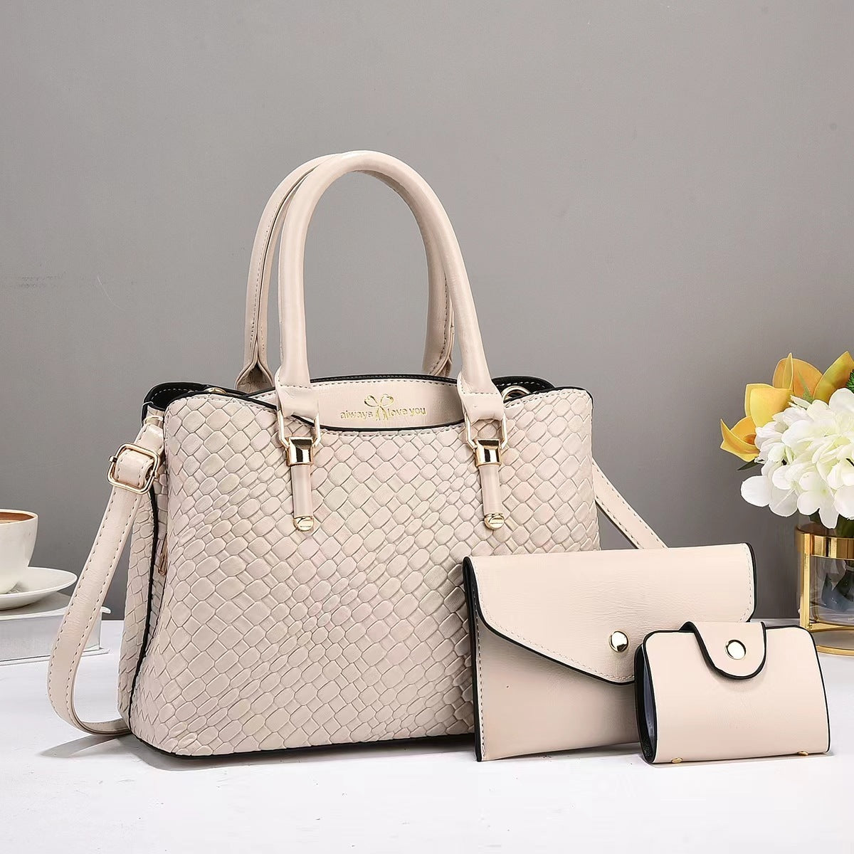 Woven Texture Three-piece Set Large Capacity One Shoulder Combination Bags Limorista