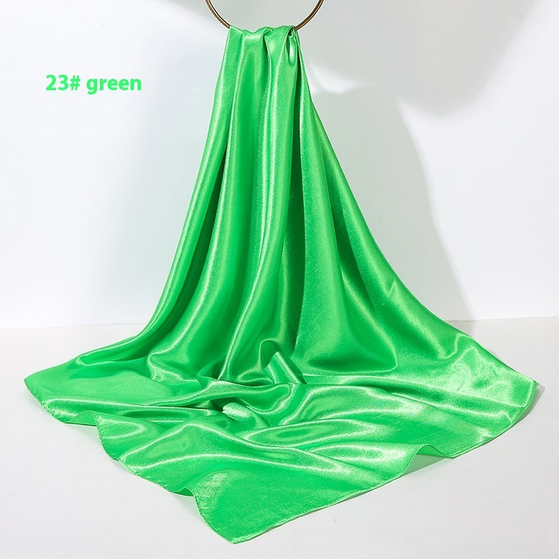 Pure Color Silk Scarf Artificial Silk 90cm Shiny Satin Shawl Limorista