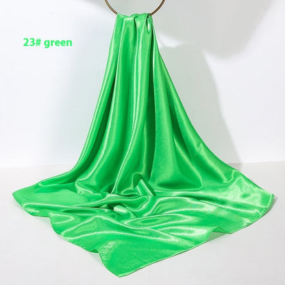 Pure Color Silk Scarf Artificial Silk 90cm Shiny Satin Shawl Limorista