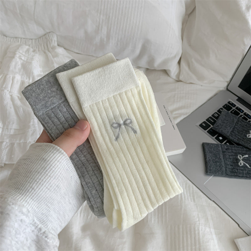Cute Girl Bow Tube Socks Hollow Bunching Socks Limorista