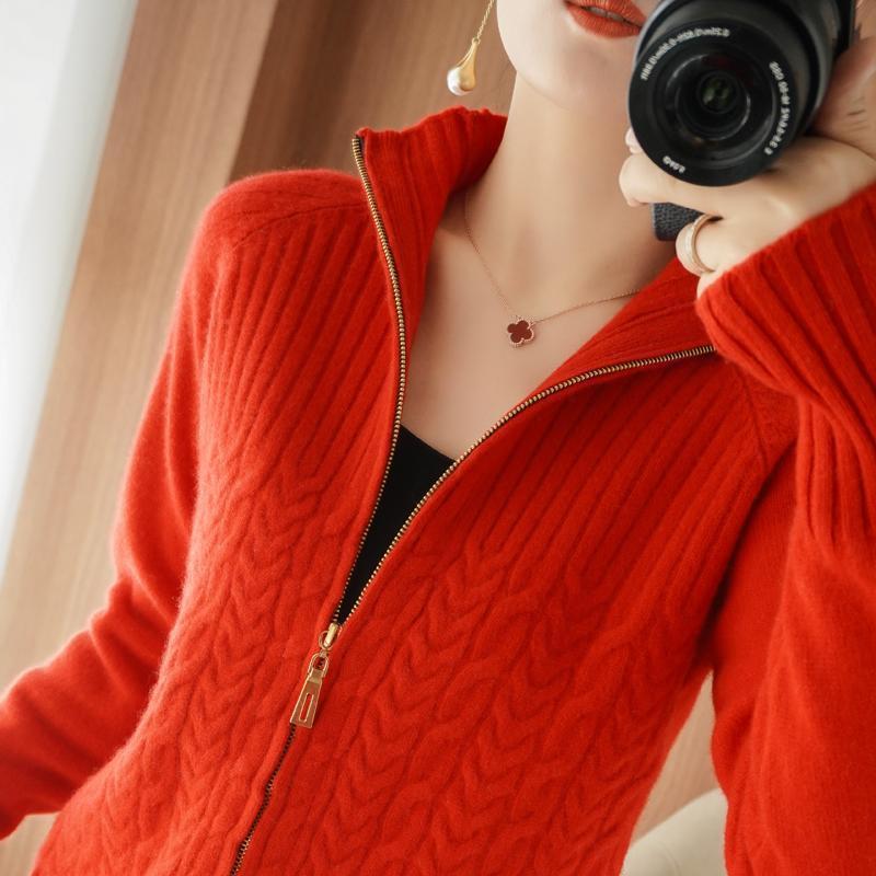 Women Autumn And Winter New High Neck Loose Twisted High Neck Short Zipper Top Fashion Limorista