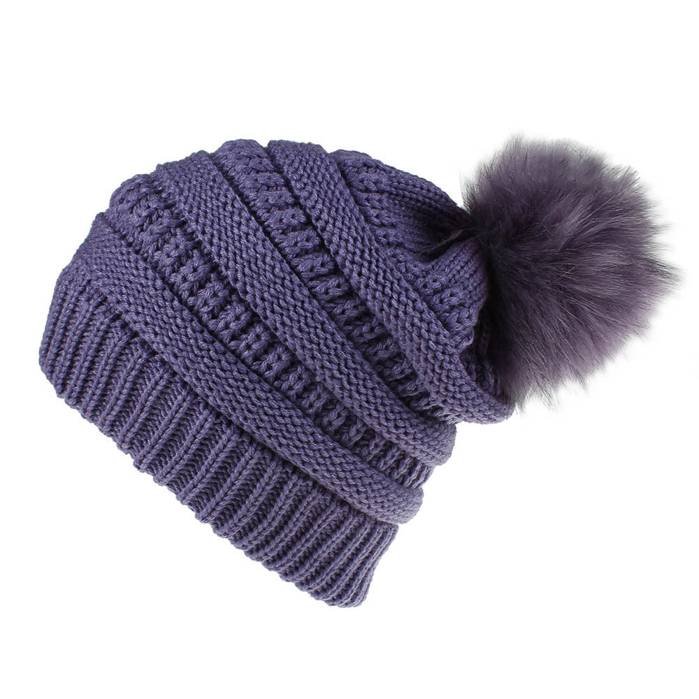 Faux Fur Fox Fur Ball Hat Knitted Casual Fashion Limorista